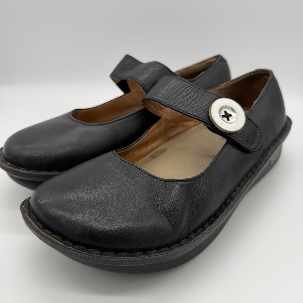 Alegria Paloma Black Leather Mary Jane Clog Shoes Size 40 EU Women Professional